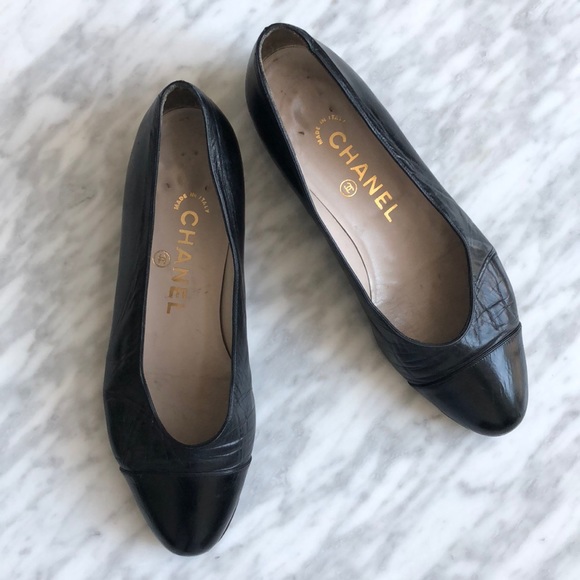 chanel black ballet flats
